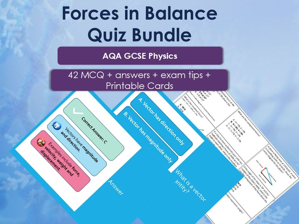 AQA GCSE Physics Forces Revision Bundle | Forces in Balance Quiz + Printable Question Cards (P8)