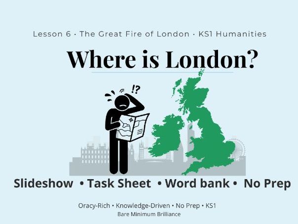 The Great Fire of London Lesson 6 | KS1 Geography | Where is London? | No Prep