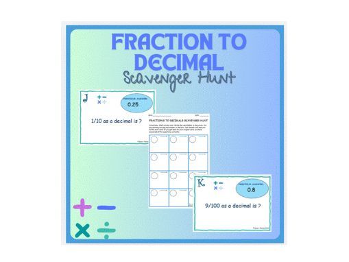 Changing Fractions to Decimals Scavenger Hunt