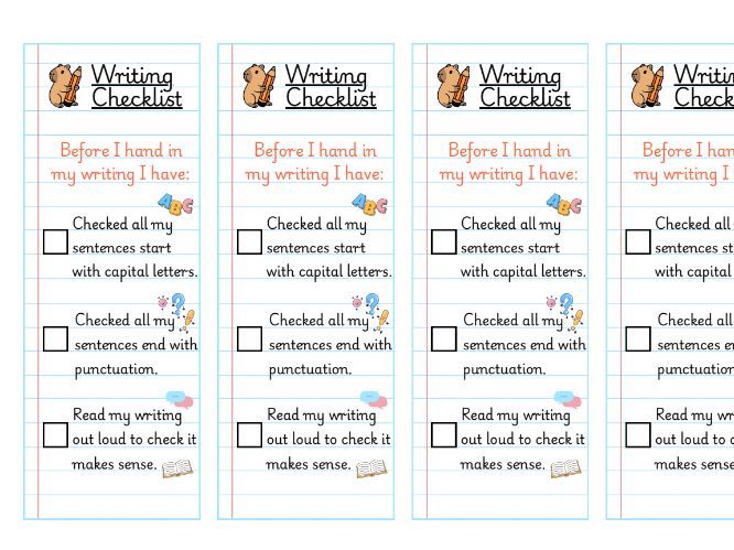 Writing Checklist Bookmark - Capybara