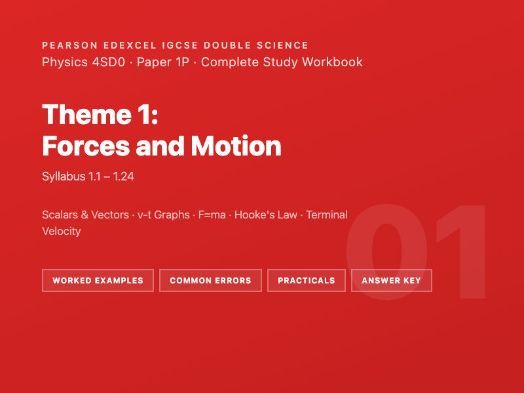 Edexcel IGCSE Double Science Physics 4SD0 | Theme 1: Forces and Motion | Paper 1P | 7 Sessions