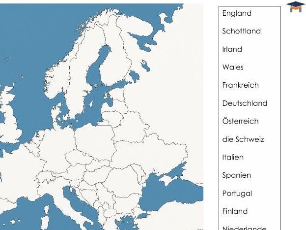 German - Label the countries in Europe