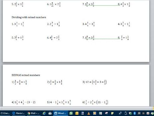 Mixed number calculations