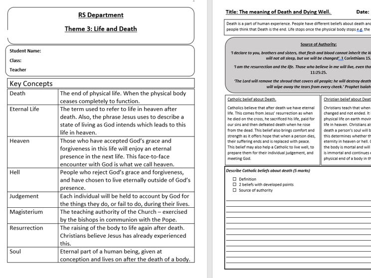 Eduqas Route B RS - Life and Death