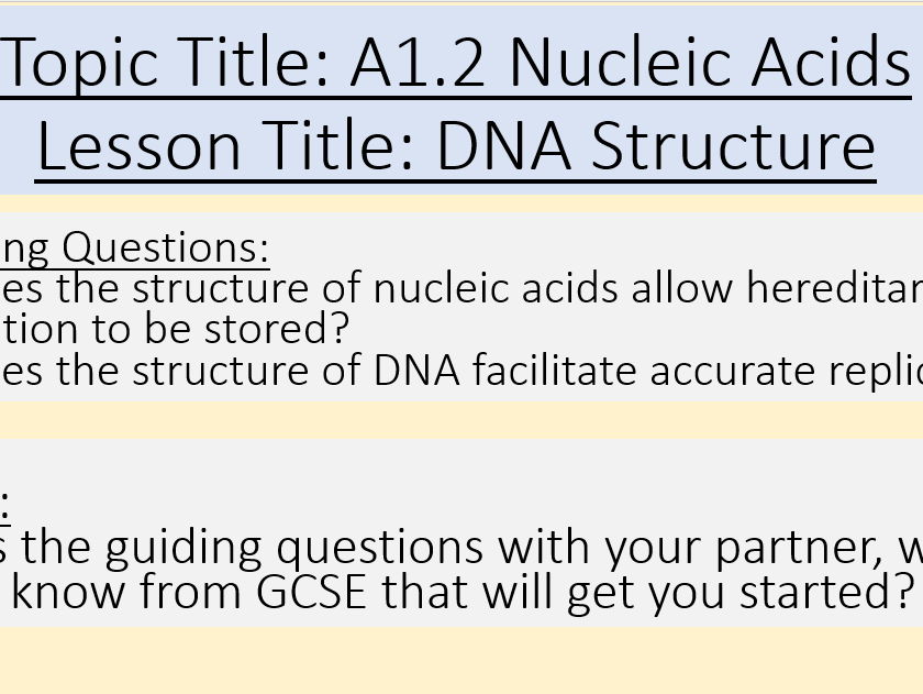 A1.2 Nucleic Acids Whole Topic - IB DP HL Bio