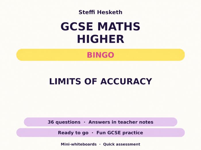 Limits of Accuracy GCSE Maths Higher Bingo
