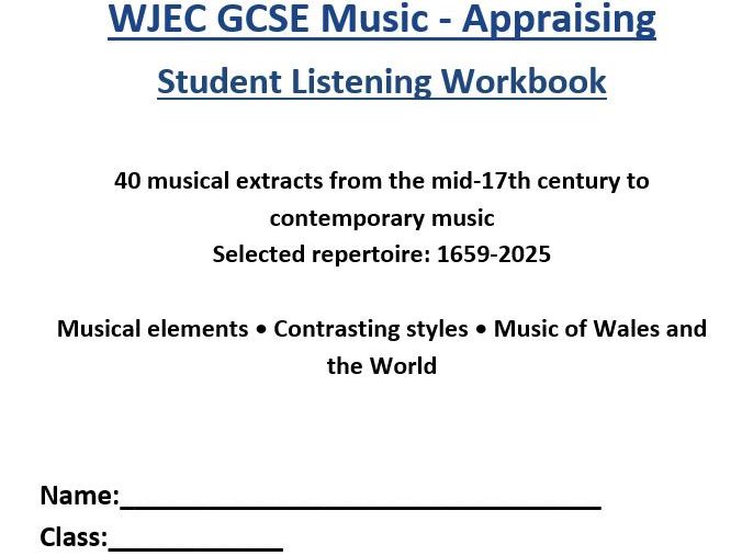 WJEC GCSE Music Appraising/Listening Booklet  and Answer Booklet