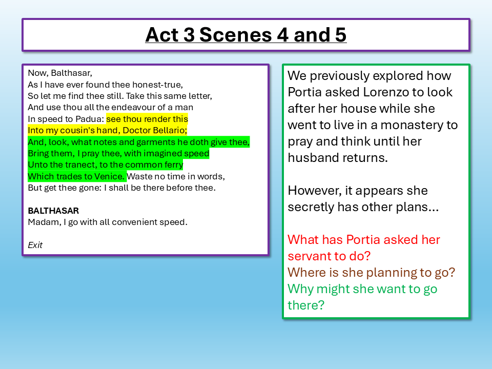 The Merchant of Venice Act 3 Scenes 4 and 5