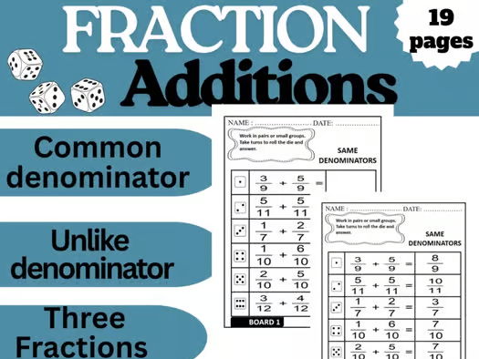 Rolling Dice Fraction Game – Add Fractions with Like & Unlike Denominators | Mat
