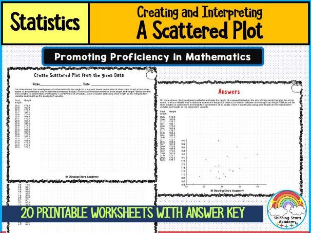 Creating and Interpreting a Scatter Plot Worksheets | Statistics & Correlation Practice