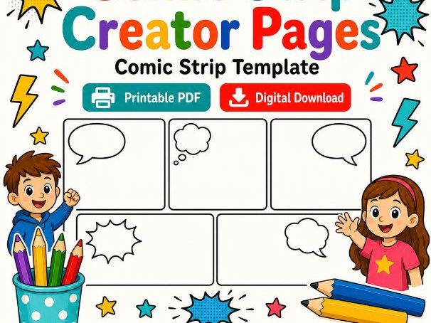 Comic Strip Creator Worksheets for Kids