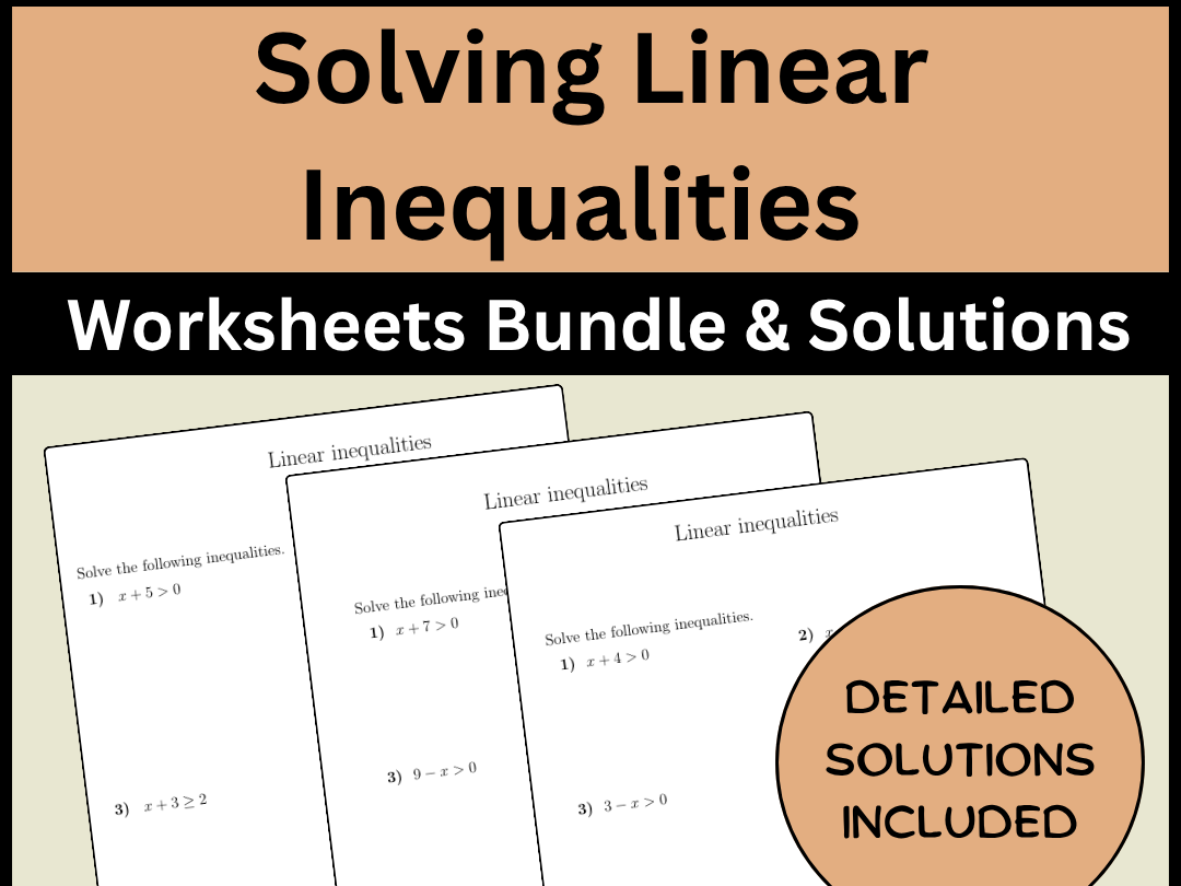 Solving Linear Inequalities Worksheets Bundle & Solutions