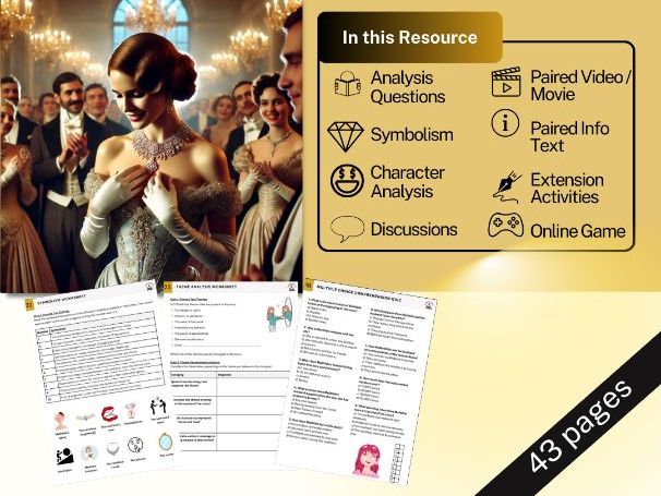 The Necklace by Guy de Maupassant - 1 Week Unit - Worksheets, Simplified Text