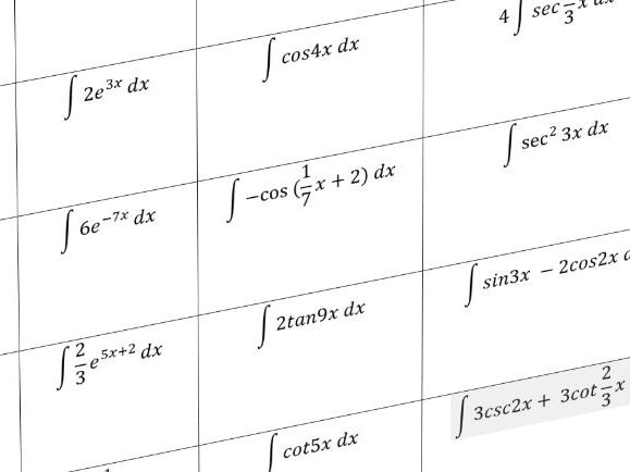 Standard Integrals - Learn me!