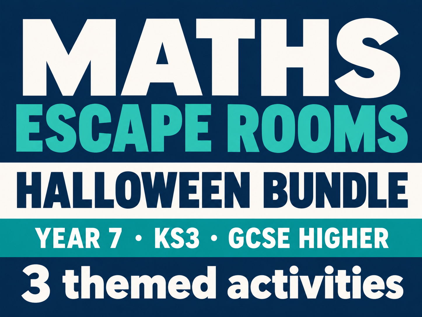 Halloween Maths Escape Room Bundle | Year 7, KS3 & GCSE Higher | October Activities
