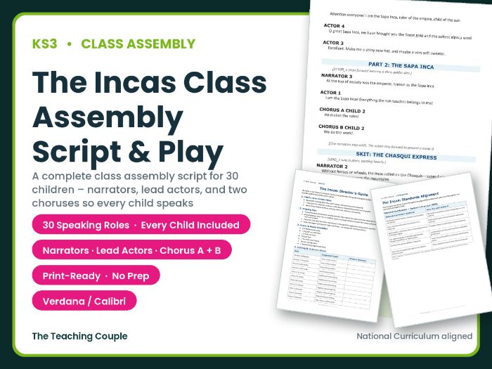 The Incas Class Assembly Script & Play | Years 7–10 | No Prep Whole-Class Drama