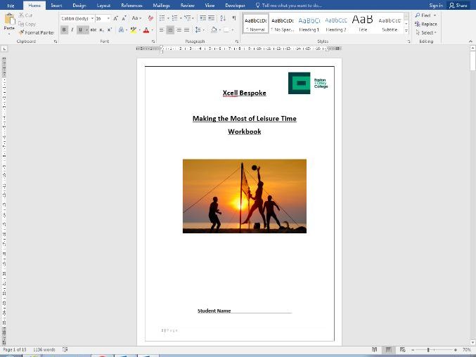 Making the most of leisure time work book