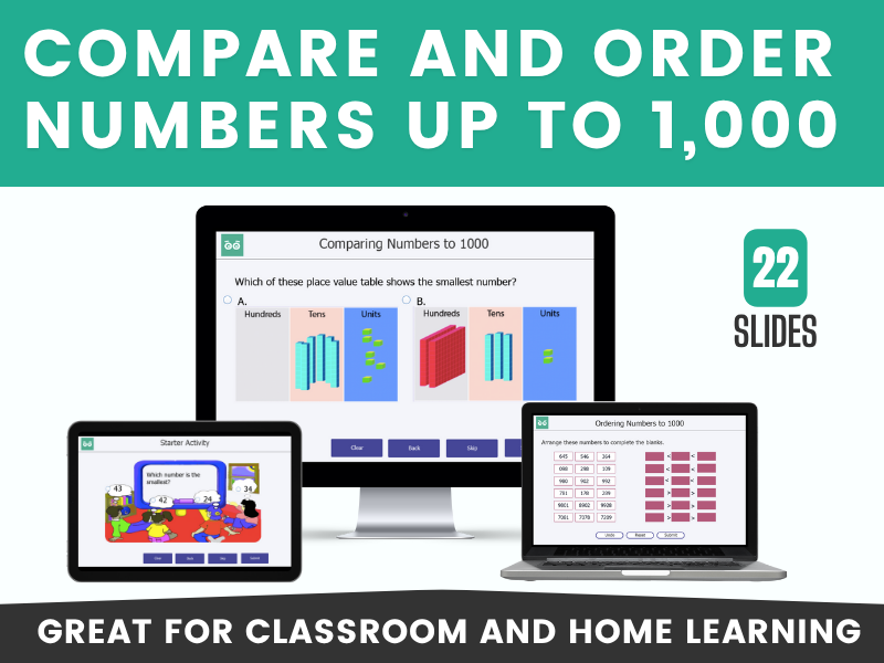 Ordering Numbers - Year 3 Digital Maths Lesson and Activities