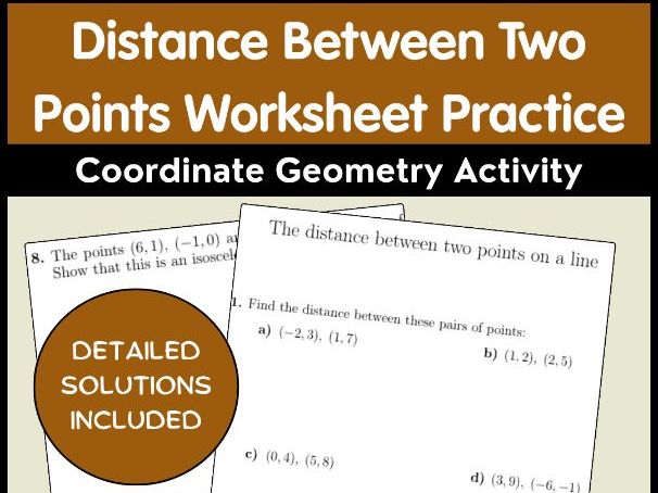 The distance between two points on a line worksheet (with solutions)