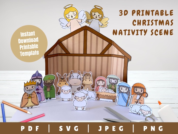 3D Christmas Nativity Scene Craft Printables