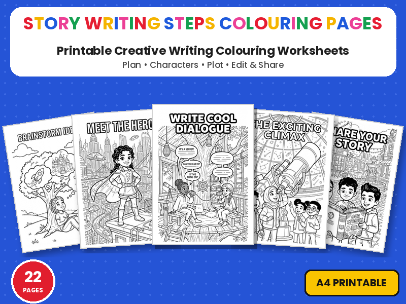 How to Write a Story Colouring Pages | Story Writing Tips Printable Colouring Page Worksheets KS2