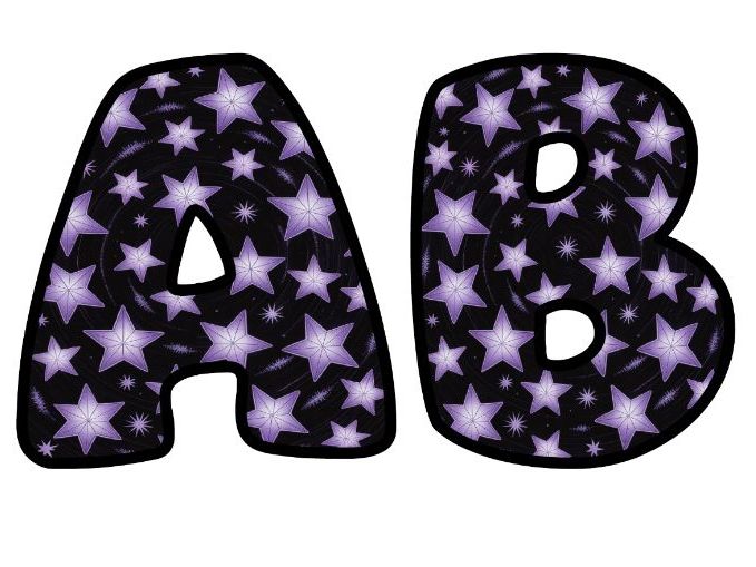 Purple Stars of the Day Classroom Display | Lettering Set | Whole Alphabet A-Z and 0-9