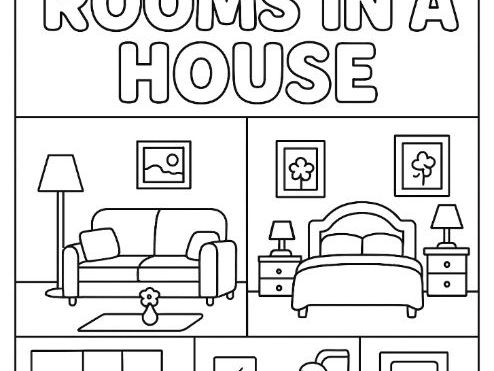 Rooms in a House/Parts of a House Colouring page