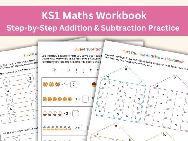 Year 1 Addition & Subtraction Workbook | 21 printable pages | KS1 Maths | UK Curriculum Aligned