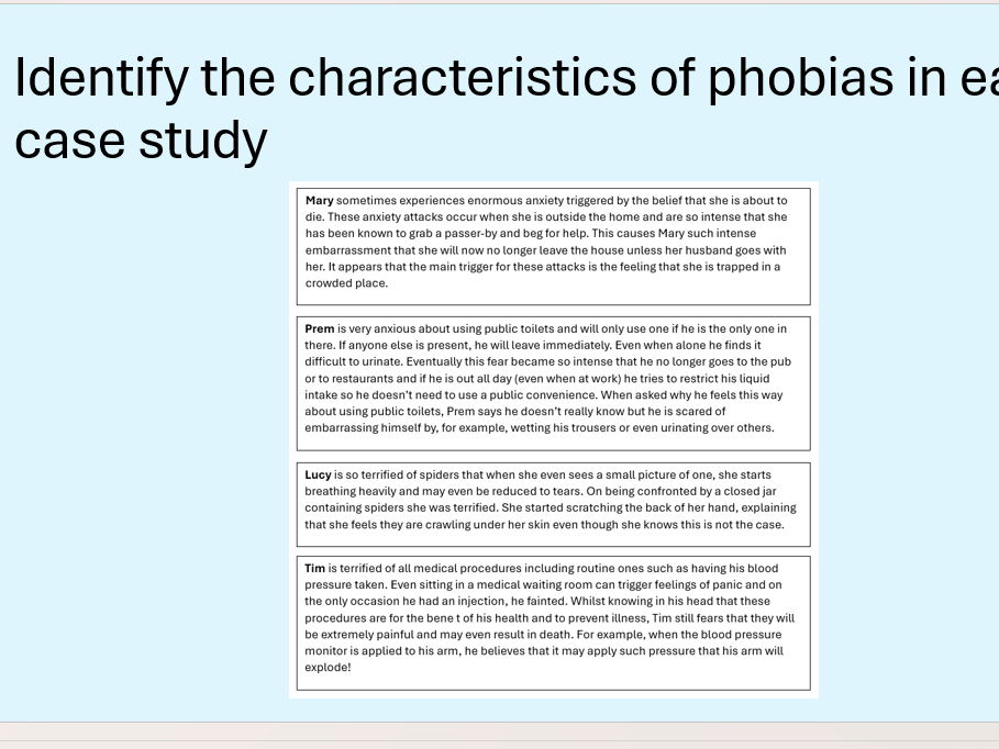 Phobias: A level psychology AQA