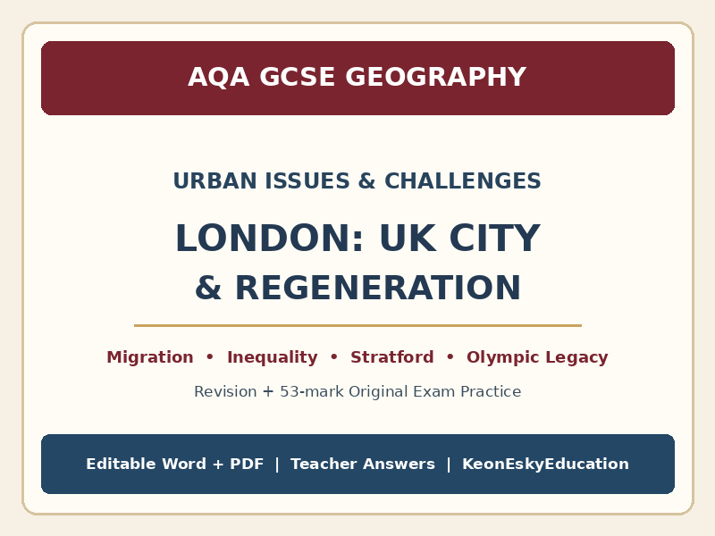 AQA GCSE Geography – Urban Issues & Challenges | London UK City & Stratford Regeneration