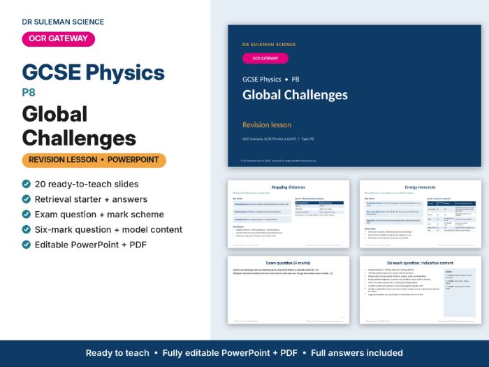 OCR Gateway GCSE Physics P8 Global Challenges Revision Lesson PPT