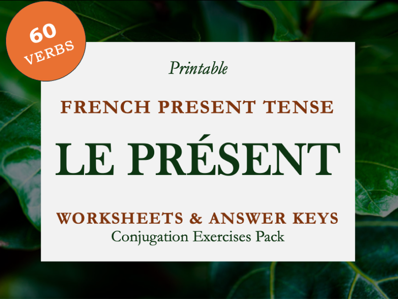 FRENCH PRESENT TENSE WORKSHEETS & KEY | LE PRÉSENT | 60 VERBS: ER/IR/RE/MIXED | KS3, KS4, A1/A2