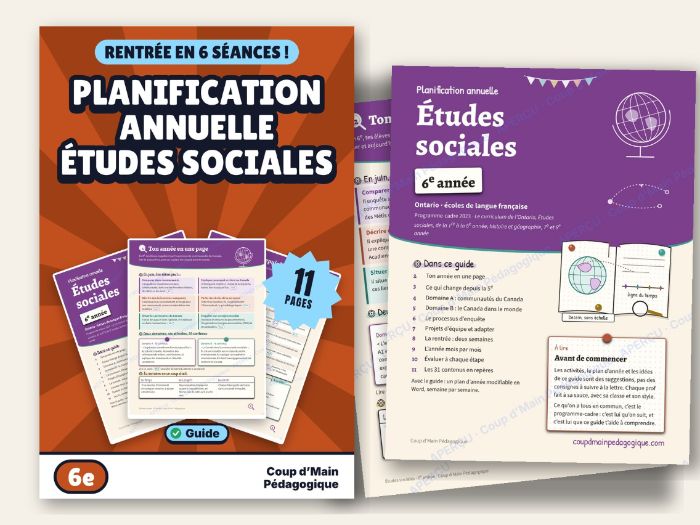 French Year Long Plan Grade 6 Ontario Social Studies | Études sociales 6e année