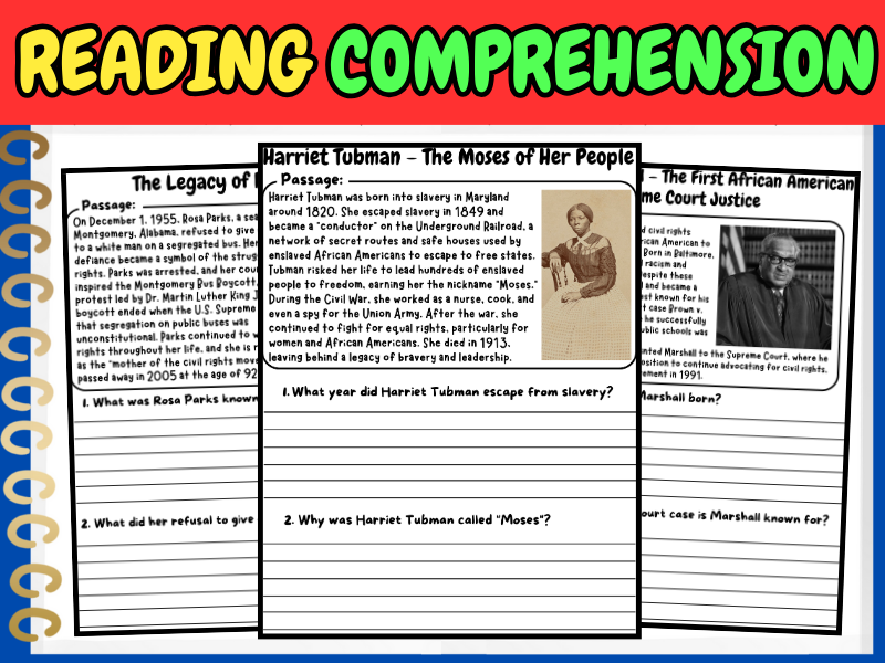 Black History Month KS3 Reading Comprehension Passages With Questions Booklet