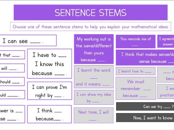 Maths Sentence Stems KS1 Teaching Resources Maths Sentence Stems KS1 Teaching Resources