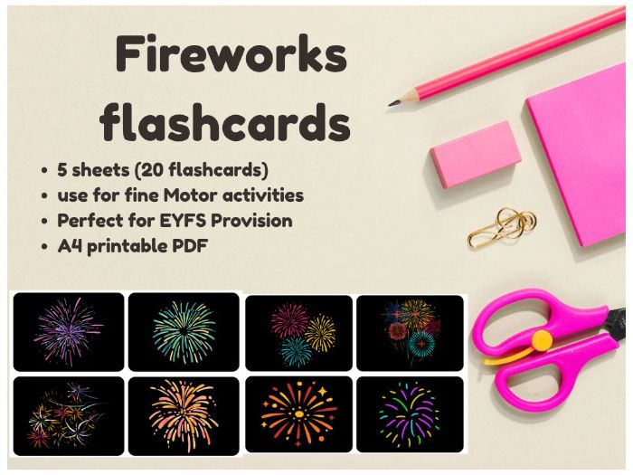 Bonfire Night Fireworks Pattern Flash Cards – Set of 20