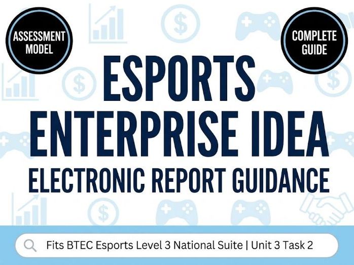 Esports Enterprise Report Guide & Worksheet | Twin-Format Master Pack – Fits BTEC Unit 3 Task 2