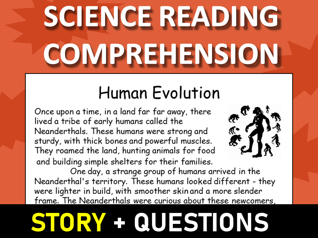 Human Evolution Reading Science Story Comprehension Questions Worksheet ...