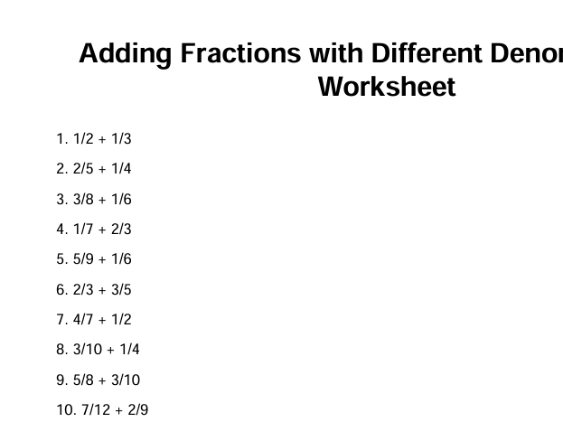 Adding Fractions with different Denominators