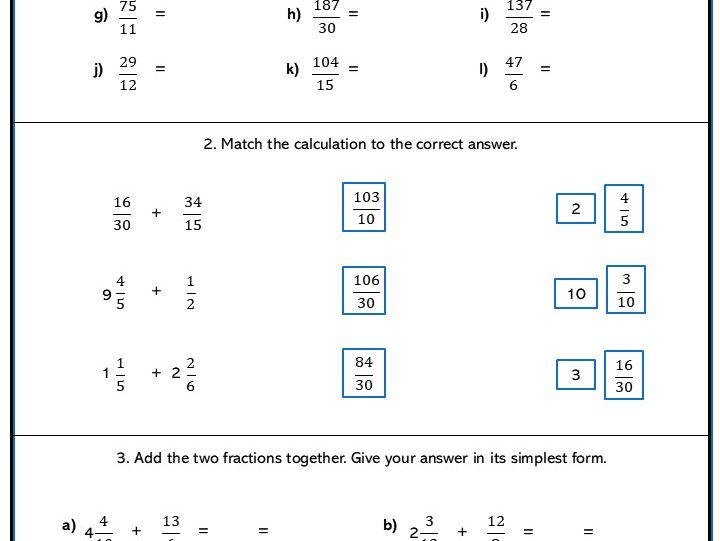 Fractions to Mixed Numbers Higher