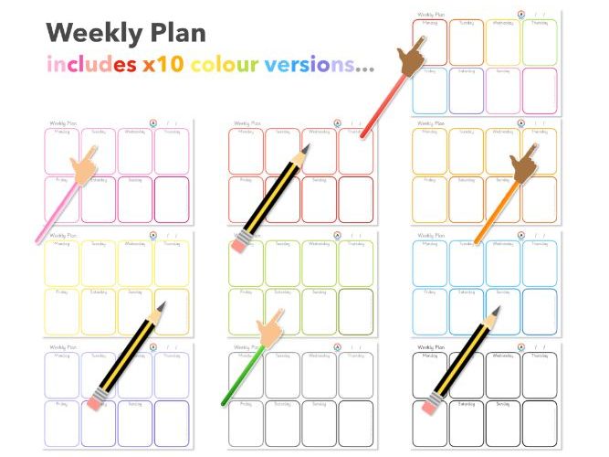 Weekly Planner Activity Organiser Rainbow Set