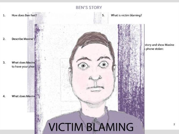 Victim Blaming Lesson - Story, Worksheet & Display (UK)