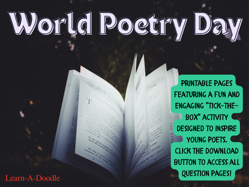 World Poetry Day, Tick-the-Box Activity: Printable Pages to Inspire Young Poets