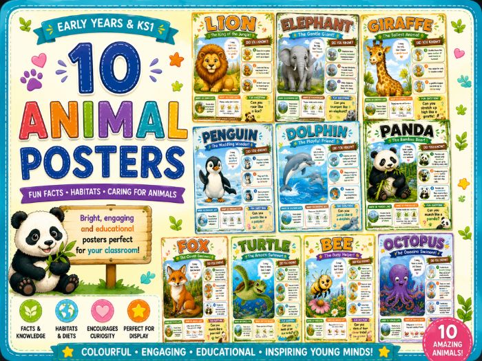 10 Animal Posters for Early Years & KS1