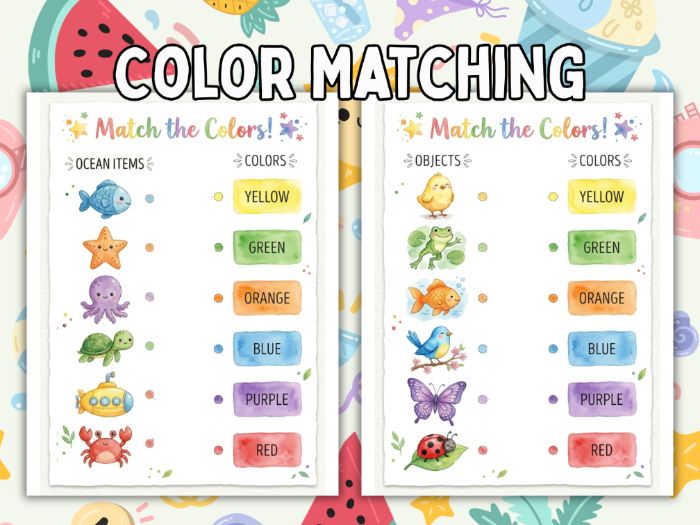Color Matching Worksheets for Preschool