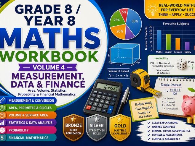 GRADE 8 / YEAR 8 MATHS WORKBOOK  VOLUME 4  MEASUREMENT, DATA & FINANCE