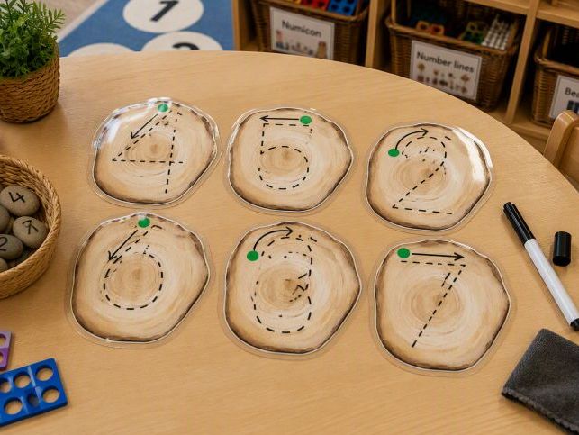 Wood Slice Number Formation Cards 0-9 | EYFS Maths Provision | Number Tracing Activity
