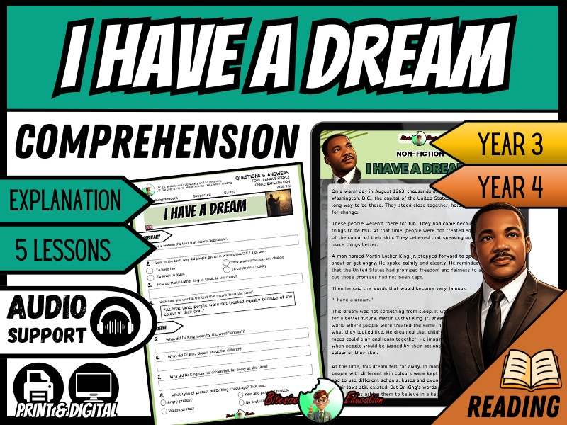 MLK: I Have a Dream | Reading Comprehension | Year 3/4