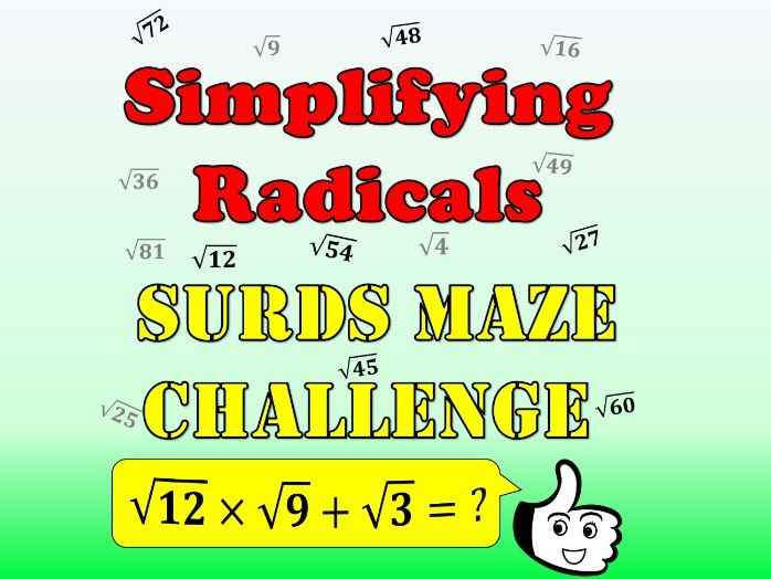 Surds Maze Challenge Worksheet Simplifying Surds Practice (Grade 10–12 Algebra)