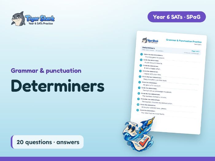 Determiners Worksheet: Year 6 SATs SPaG